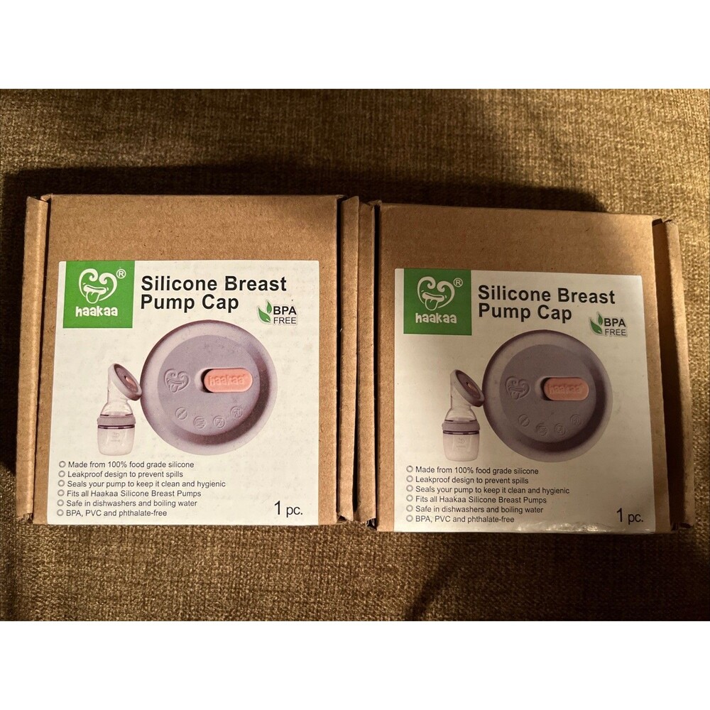 Haakaa Silicone Breast Pump Cap - Leak-Proof - Fits All - Lot of 2
